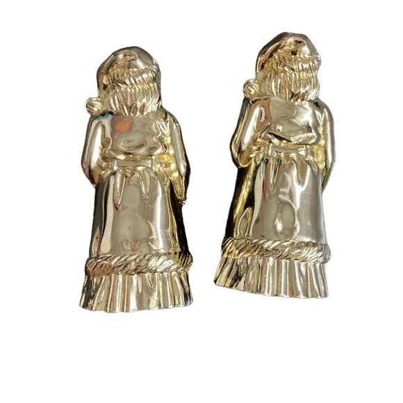 GODINGER 1994 Gold Metal Christmas Santa Salt & Pepper Shakers - Picture 2 of 7
